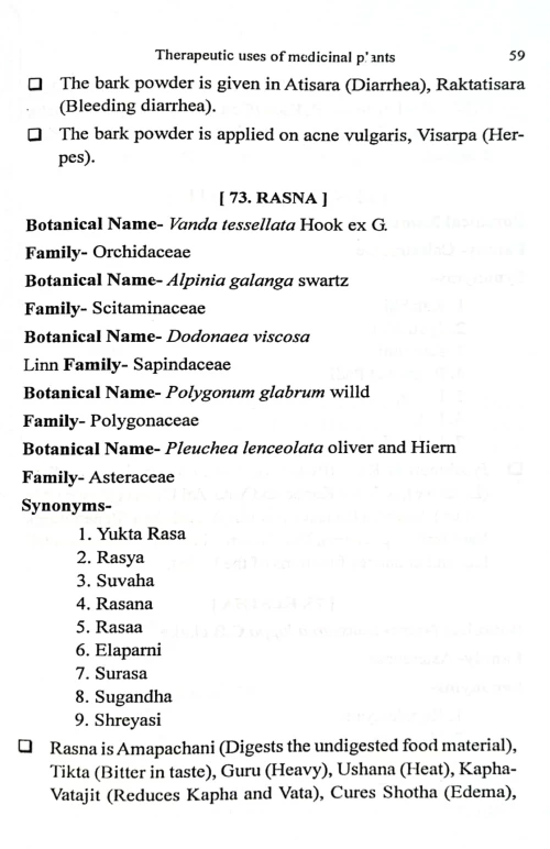 Therapeutics Uses of Medicinal Plants
